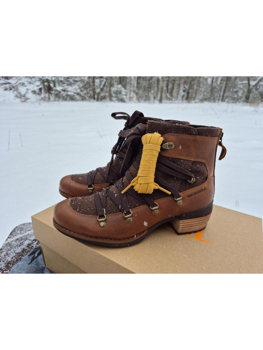 Merrell Shiloh II Lace Boot for Women Size 7 Leather Brown New with Box Snow - Picture 2 of 6
